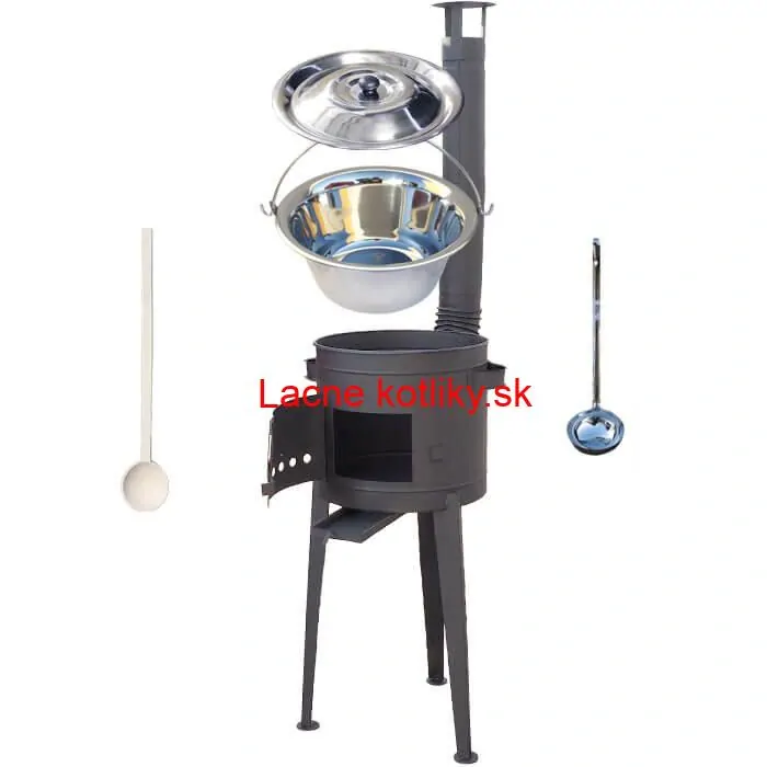 Nerezový kotlík 20 L (1,2 mm) INOX + vysoká žiaruvzdorná kotlina (1,5 mm) HODO 42 cm PLUS 600 + vareška + naberačka