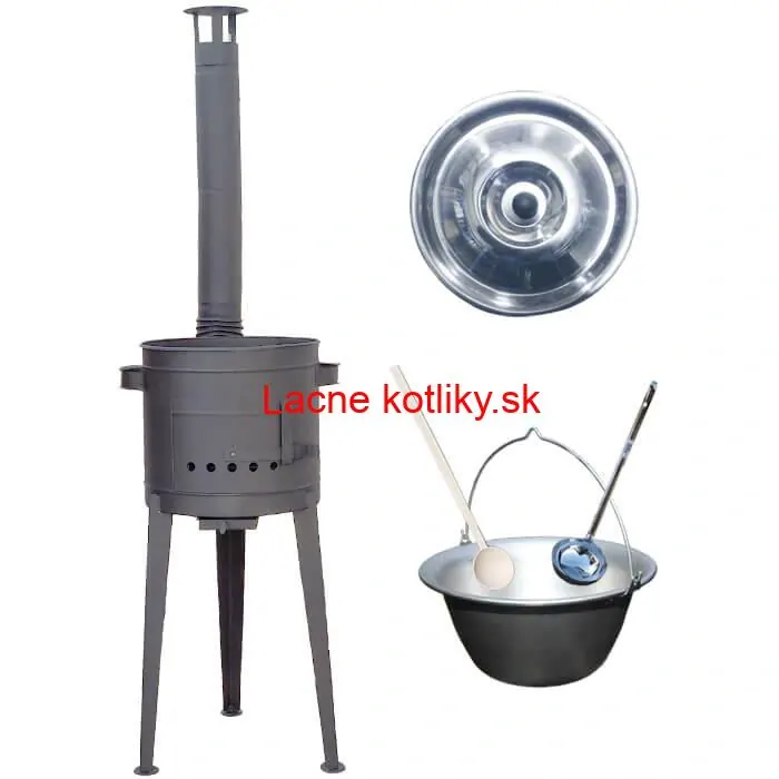 Nerezový kotlík 20 L (1,5 mm) + vysoká žiaruvzdorná kotlina (2,0 mm) HODO 42 cm PLUS 600 + vareška + naberačka