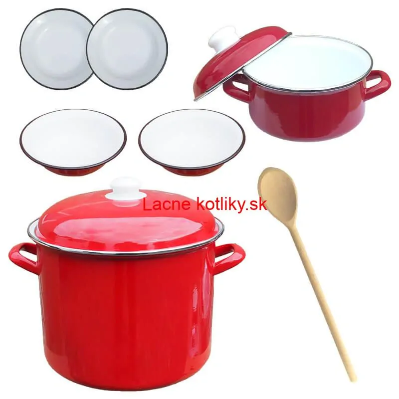 Smaltovaný hrniec s pokrievkou 5,2 l + smaltovaný kastról s pokrievkou 3 L + taniere Classic