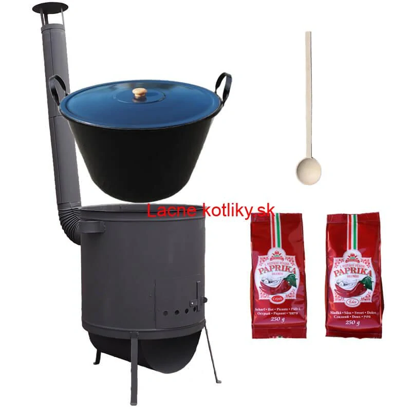 Smaltovaný kotol 60 L na zabíjačku + žiaruvzdorná kotlina 53 PLUS 600 4 MM + sladká a štipľavá paprika + vareška
