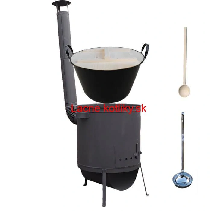Smaltovaný kotol 100 L + žiaruvzdorná kotlina 42 PLUS 600 4 MM + varecha a naberačka BIG PARTY