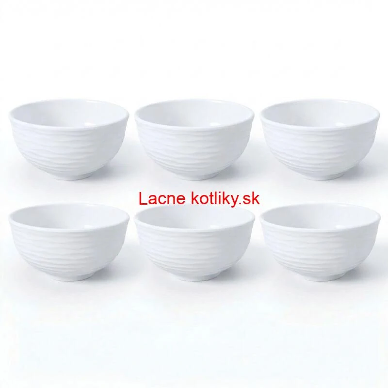 Set 6 ks: Prémiové biele misky s kamennou štruktúrou (750 ml)