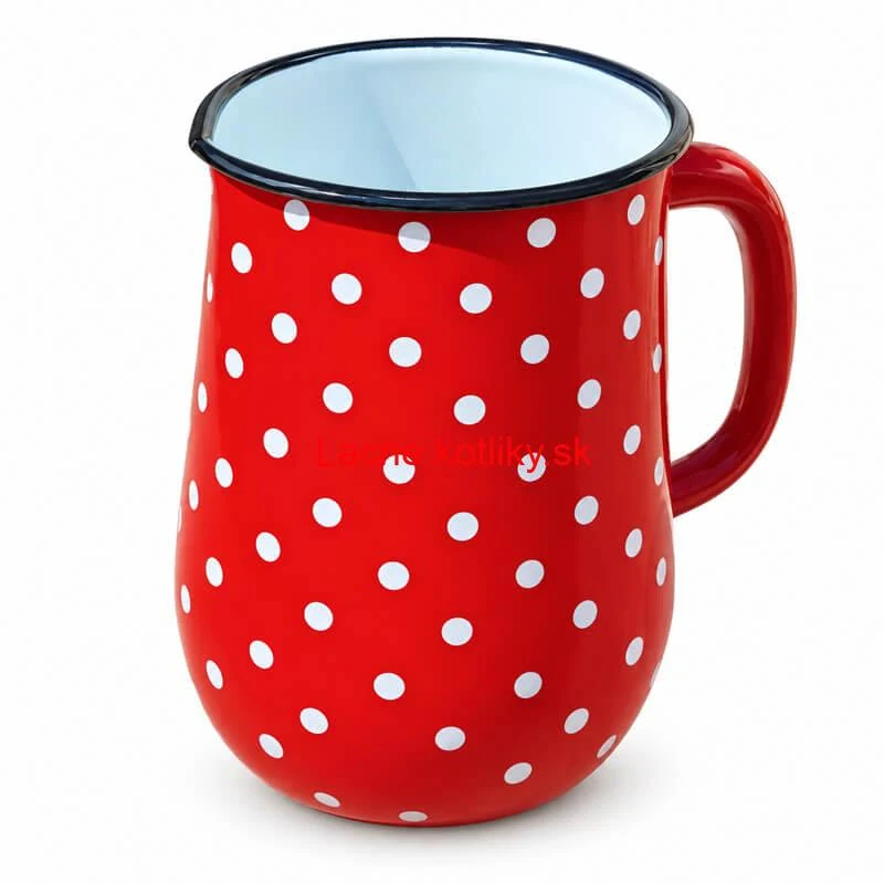 Smaltovaný džbán s bodkami 2,5 l – červený