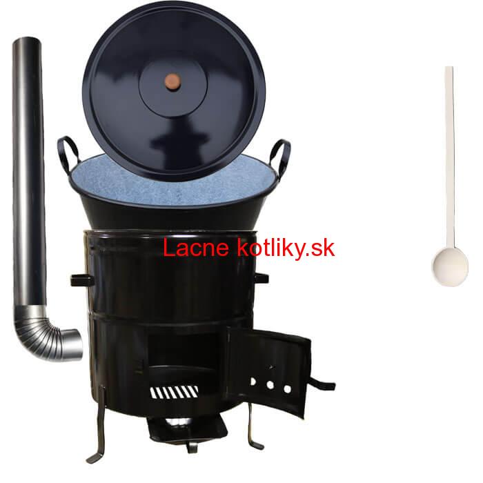 Zabíjačkový smaltovaný kotol 70 L + kovová kotlina 56 cm + dymovod