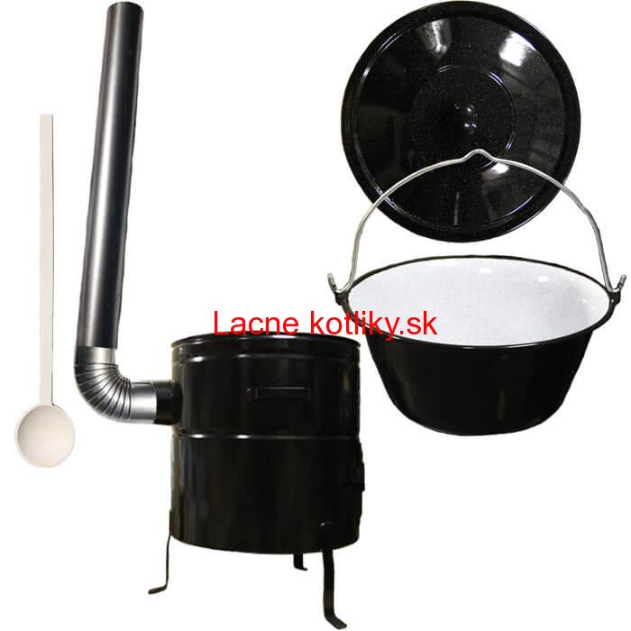Smaltovaný kotlík 30 L (1,2 mm) + kovová kotlina 50 CLASSIC (KOV) + dymovod Max Party