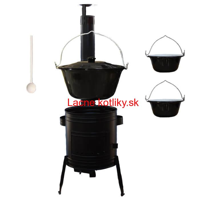 Smaltovaný kotlík 30 L (1,2 mm) + kovová kotlina 45 CLASSIC (KOV) + 2 smaltované servírovacie kotlíky 0,8 L