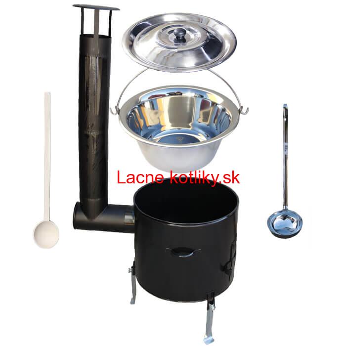 Antikorový kotlík 10 L (0,8 mm) + smaltovaná kotlina 31 cm + vareška a naberačka Easy party