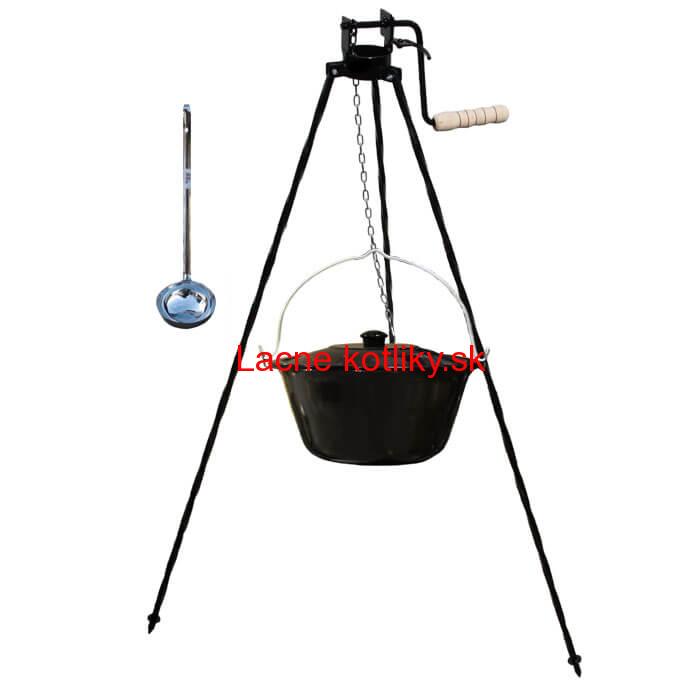 Smaltovaný kotlík 30 L + pokrievka + stojan s kladkou VAR