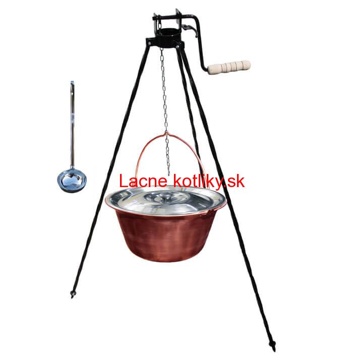 Medený kotlík 30 L (1,2 mm) + pokrievka + stojan s kladkou VAR