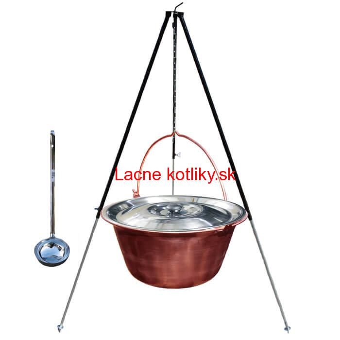 Medený kotlík 30 L (1,2 mm) + pokrievka + klasická teleskopická trojnožka
