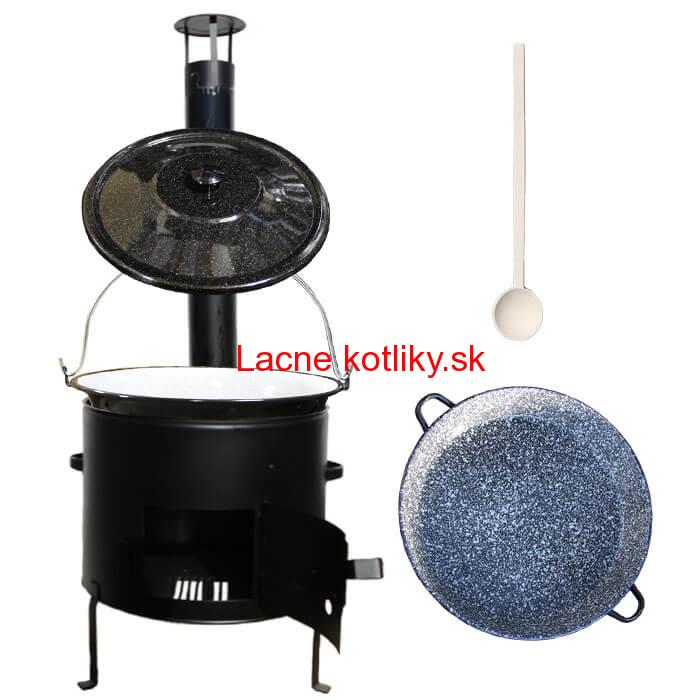 Smaltovaný kotlík 16 L (1,2 mm) + smaltovaná grilovacia panica s uškami GRILL PARTY