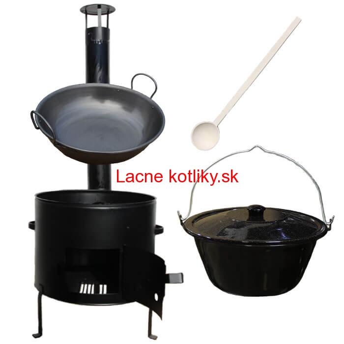 Smaltovaný kotlík 13 L (1,2 mm) + železná grilovacia panica s uškami GRILL PARTY