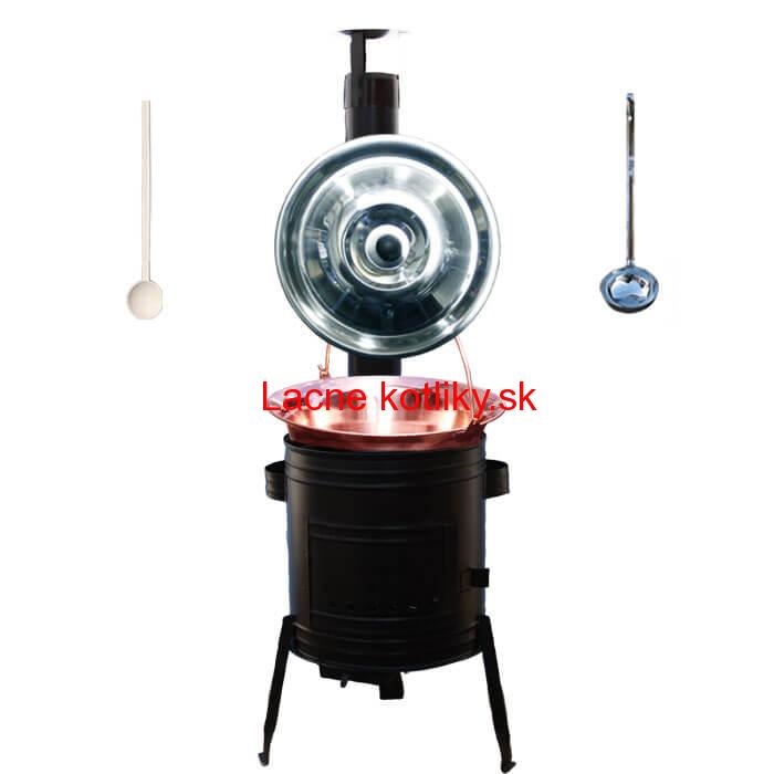 Medený kotlík 10 L (1,2 mm) + kovová kotlina 31 CLASSIC (KOV) + vareška a naberačka PARTY