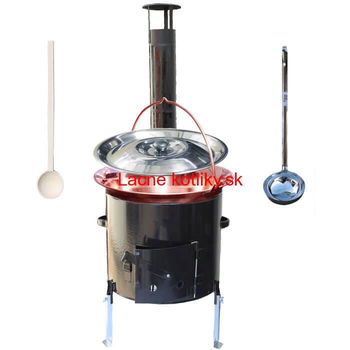 Medený kotlik 14 L (1,2 mm) + smaltovaná kotlina 36 cm + vareška a naberačka Easy party