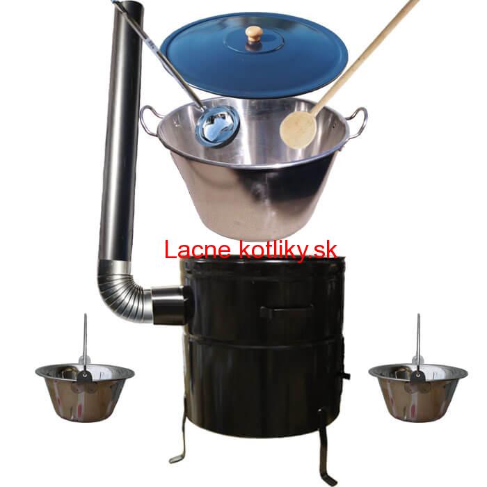 Zabíjačkový nerezový kotol 70 L, kovová kotlina 56 cm, smaltovaná pokrievka + 2 servírovacie antikorové kotlíky zdarma