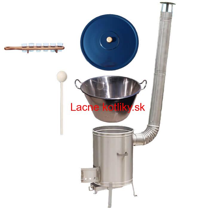 Zabíjačkový nerezový kotol 80 L + nerezová kotlina 56 cm + štamperlíky