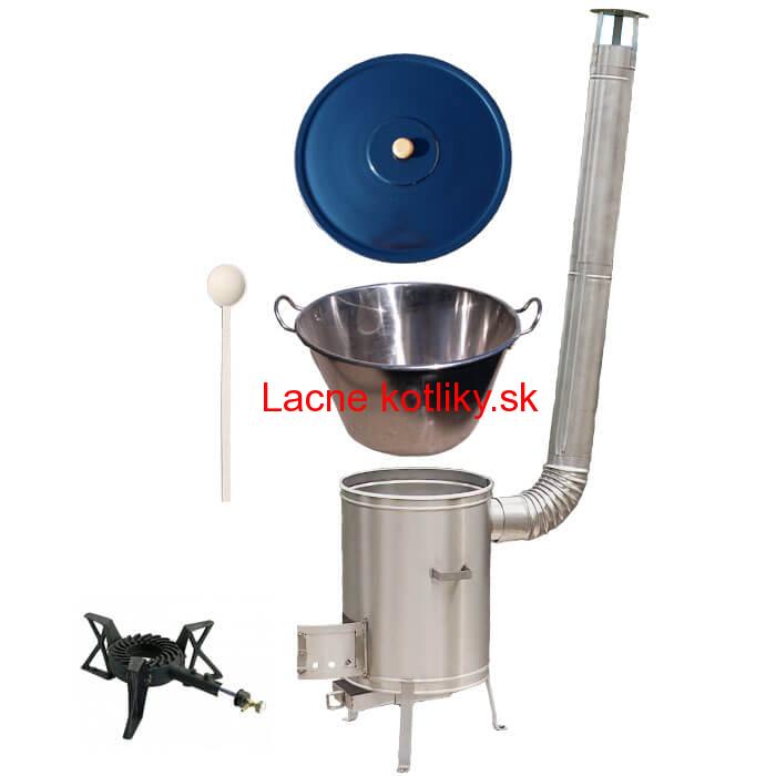 Zabíjačkový nerezový kotol 70 L + nerezová kotlina 56 cm + horák 7 kW