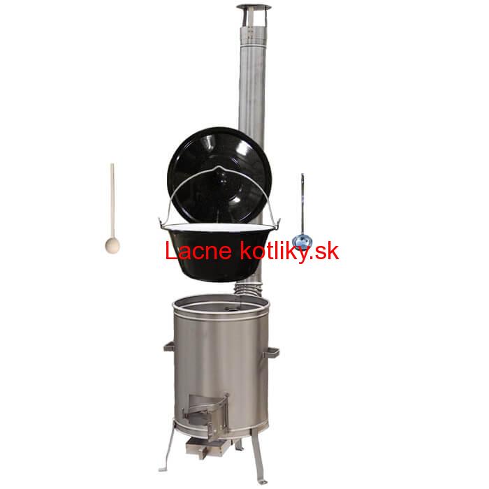 Smaltovaný kotlík 13 L (1,2 mm) + nerezová kotlina 36 cm + vareška a naberačka LUX