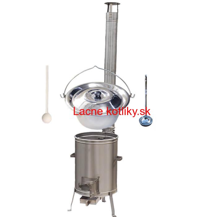 Antikorový kotlík 15 L (1,2 mm) + nerezová kotlina 36 cm + vareška a naberačka LUX