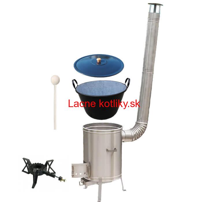 Zabíjačkový smaltovaný kotol 80 L + nerezová kotlina 56 cm + horák 7 kW