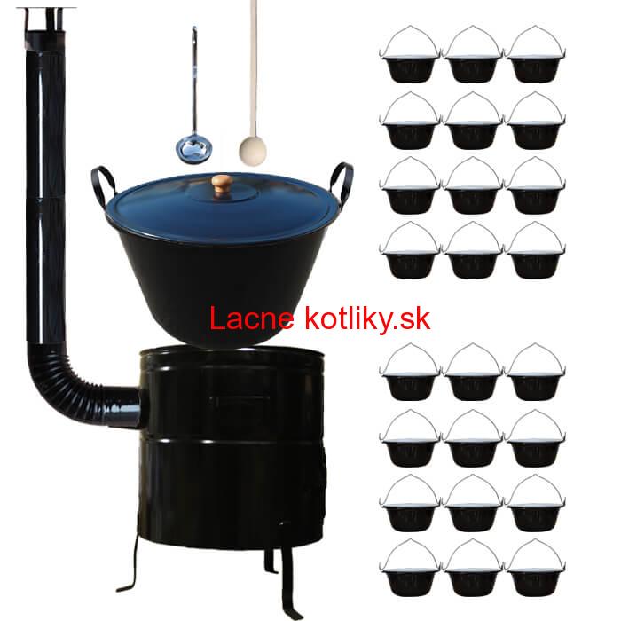 Smaltovaný kotol 80 L + servírovacie kotlíky (24 ks) BIG PARTY
