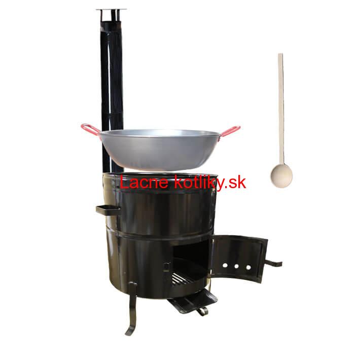 Paella panvica WOK 55 cm + kovová kotlina 53 cm a vareška