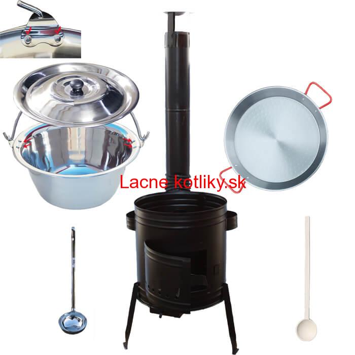 Paella oceľová panvica 38 cm s nerezovým kotlíkom 15 L (0,8 mm) a kotlinou