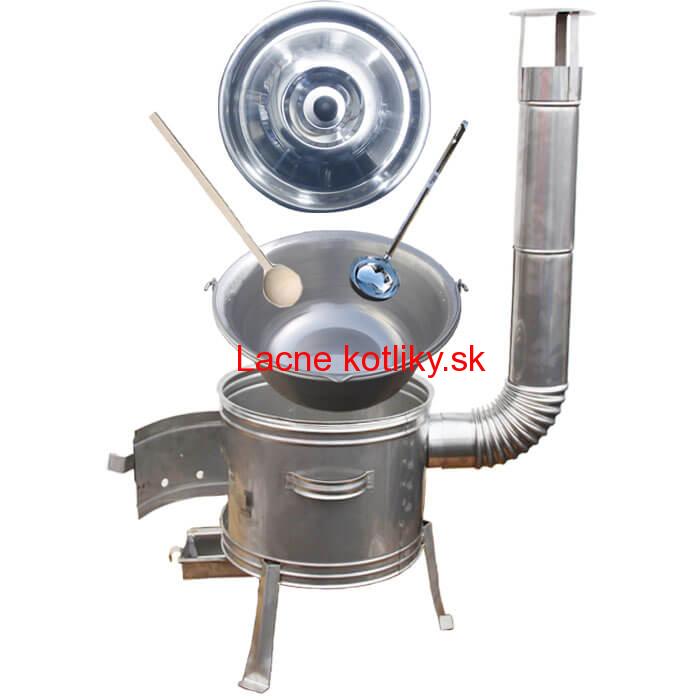 Železný kotlík 30 L (0,75 mm) + nerezová kotlina 45 cm + vareška a naberačka TOPLUX