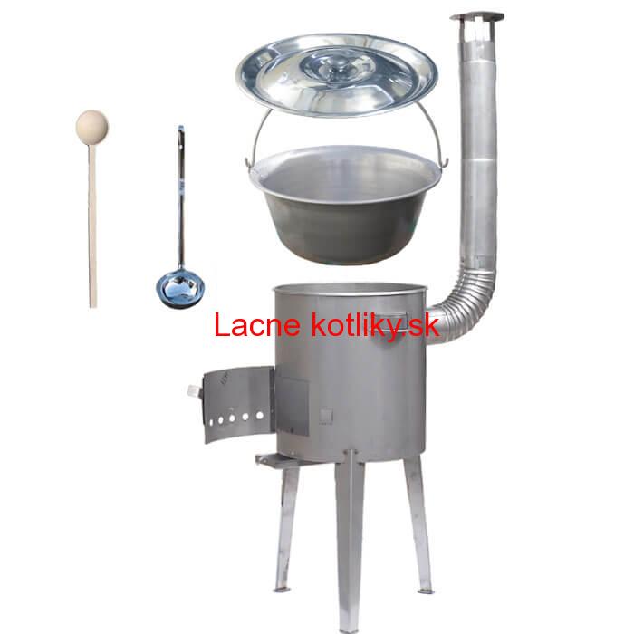 Železný kotlík 30 L (0,75 mm) + nerezová kotlina 45 cm LUXUS