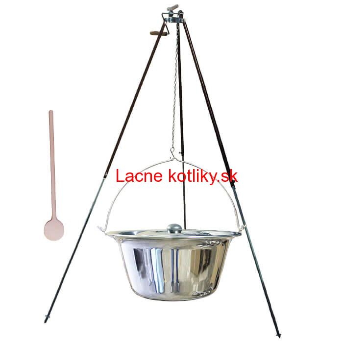 Antikorový kotlík 20 L (1,2 mm) + teleskopická trojnožka s poistnou kladkou + pokrievka