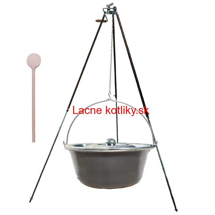 Nerezový kotlík 30 L (1,5 mm) + teleskopická trojnožka s poistnou kladkou + pokrievka