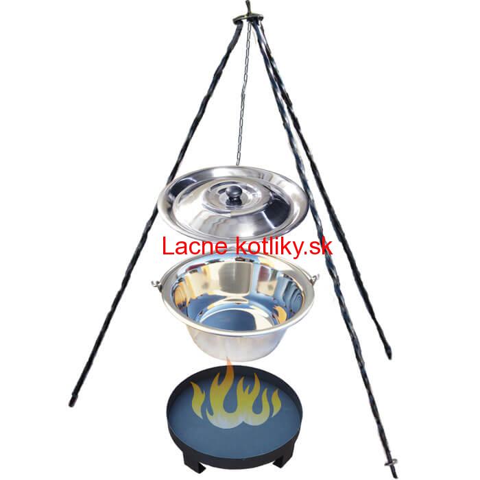 Antikorový kotlík 14 L (0,8 mm) + Ohnisko + stojan 1,2 m