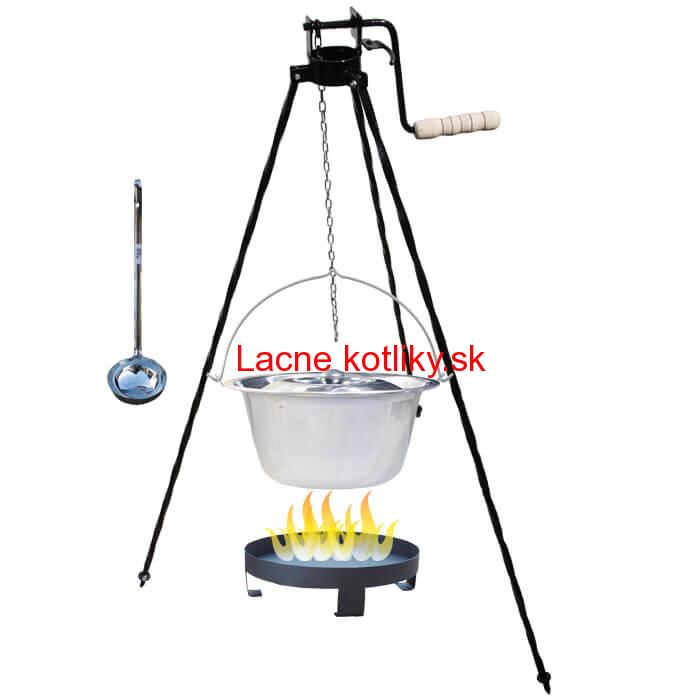 Antikorový kotlík 14 L (0,8 mm) + Ohnisko + stojan s kladkou VAR