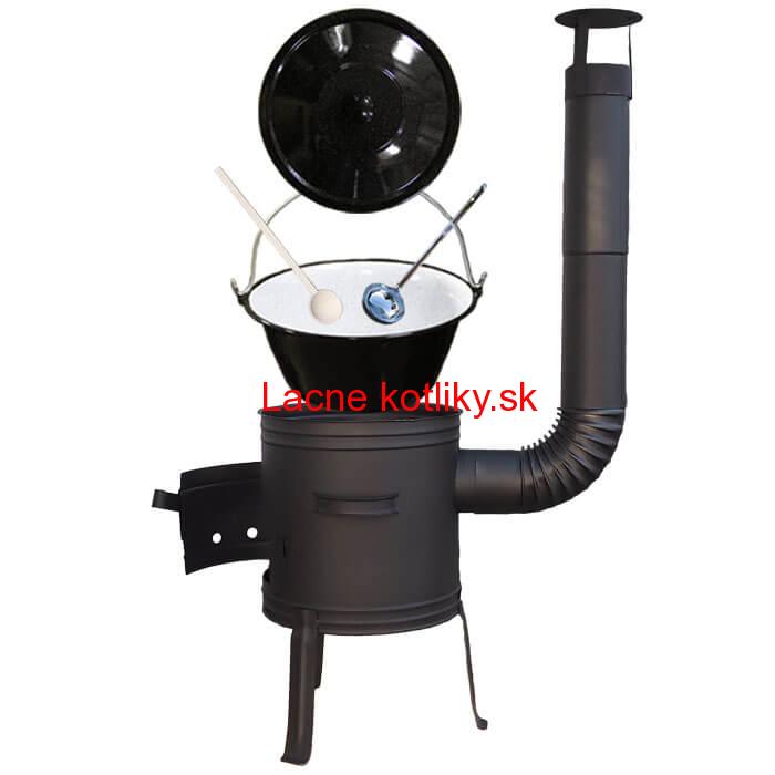 Smaltovaný kotlík 10 L (1,2 mm) + nízka žiaruvzdorná kotlina 33 cm PLUS 700 + vareška a naberačka