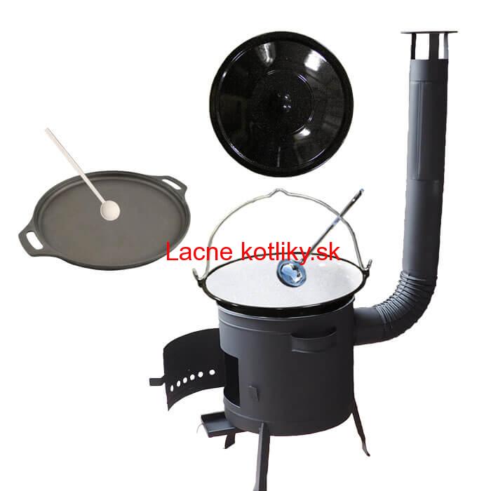 Smaltovaný kotlík 20 L (1,2 mm) + Liatinová panvica 43 cm + žiaruvzdorná kotlina 42 PLUS 600