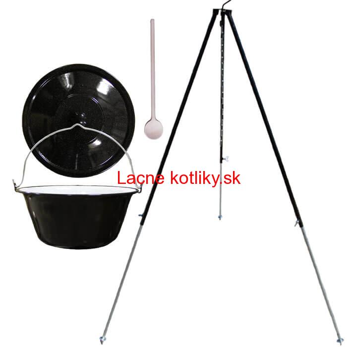 Smaltovaný kotlík 40 L + pokrievka + teleskopická trojnožka 1,7 m