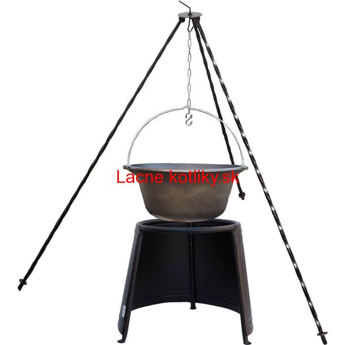 Liatinový kotlík 16 L + chránič plameňa 43 cm + trojnožka 1,2 m