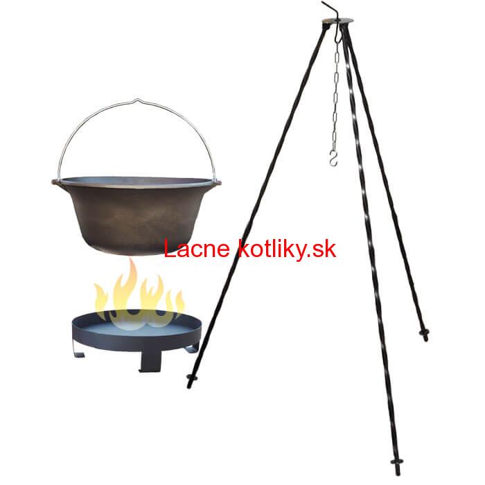 Liatinový kotlík 16 L + trojnožka 1,2 m + ohnisko 36 cm