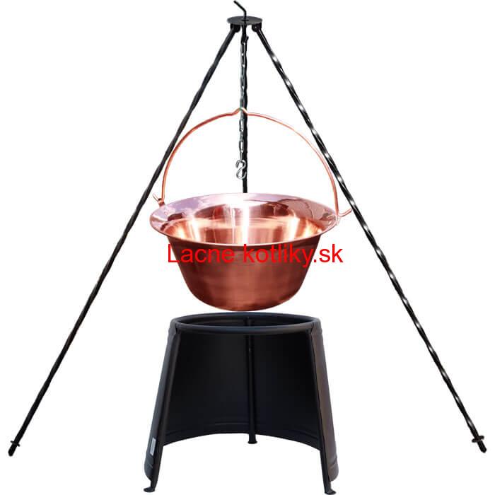 Medený kotlík 6 L (1,2 mm) + chránič plameňa 32 cm + trojnožka 1,2 m