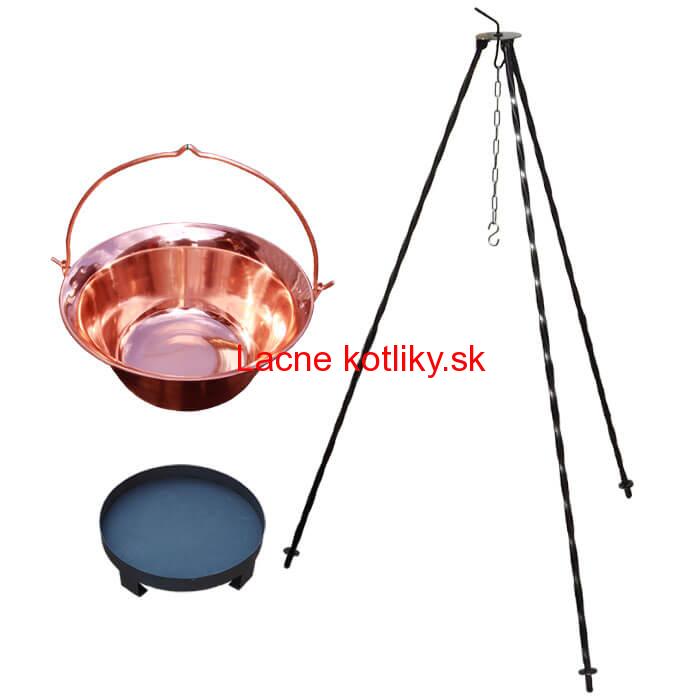 Medený kotlík 4 L (1,2 mm) + trojnožka 1 m + ohnisko 36 cm