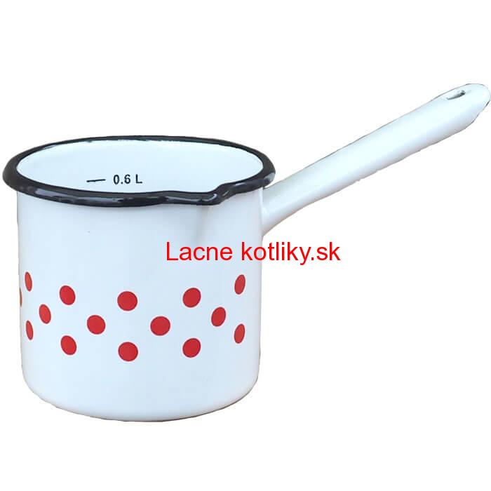 Smaltovaný hrnček s rúčkou 0,6 L - bodkovaný