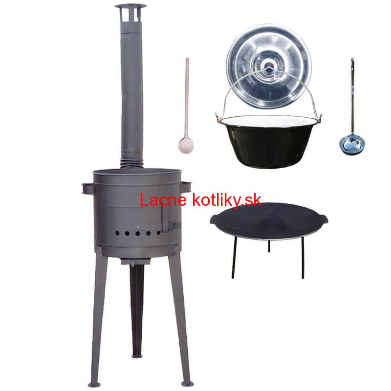 Smaltovaný kotlík 20 L + liatinová panvica 45 cm + vysoká žiaruvzdorná kotlina 42 cm PLUS 600