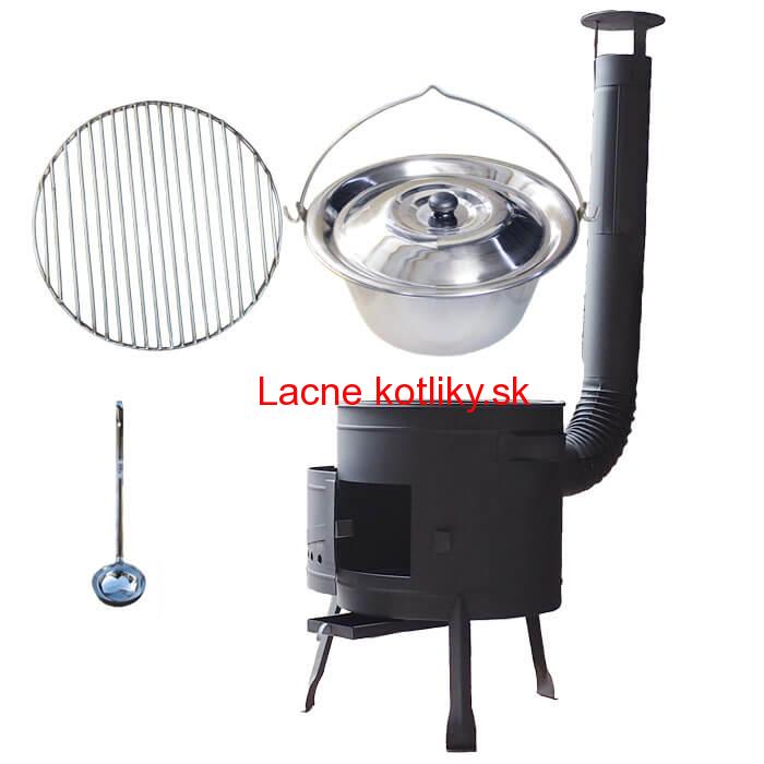 Nerezový kotlík 20 L (1,2 mm) INOX + Nerezový rošt 45 cm + nízka žiaruvzdorná kotlina 42 cm PLUS 600