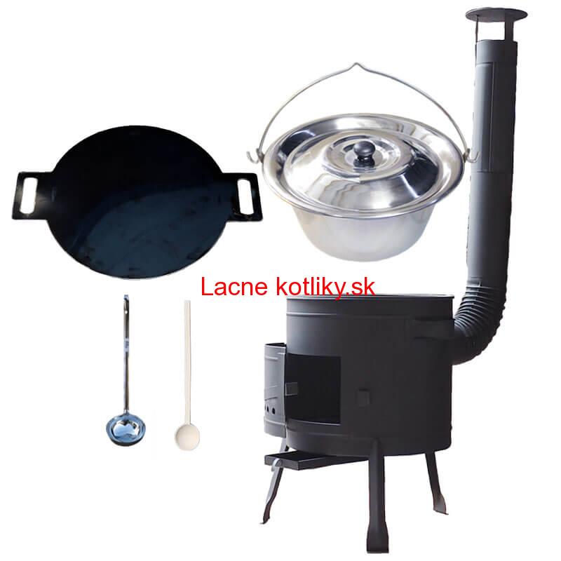Nerezový kotlík 14 L (0,8 mm) INOX + železná panvica 38 cm UNI + kotlina 36 cm PLUS 600