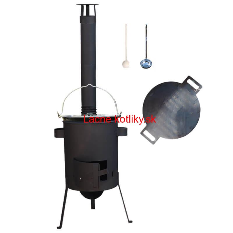 Smaltovaný kotlík 20 L + železná panvica 44 cm UNI + žiaruvzdorná kotlina 42 PLUS 600 4 MM