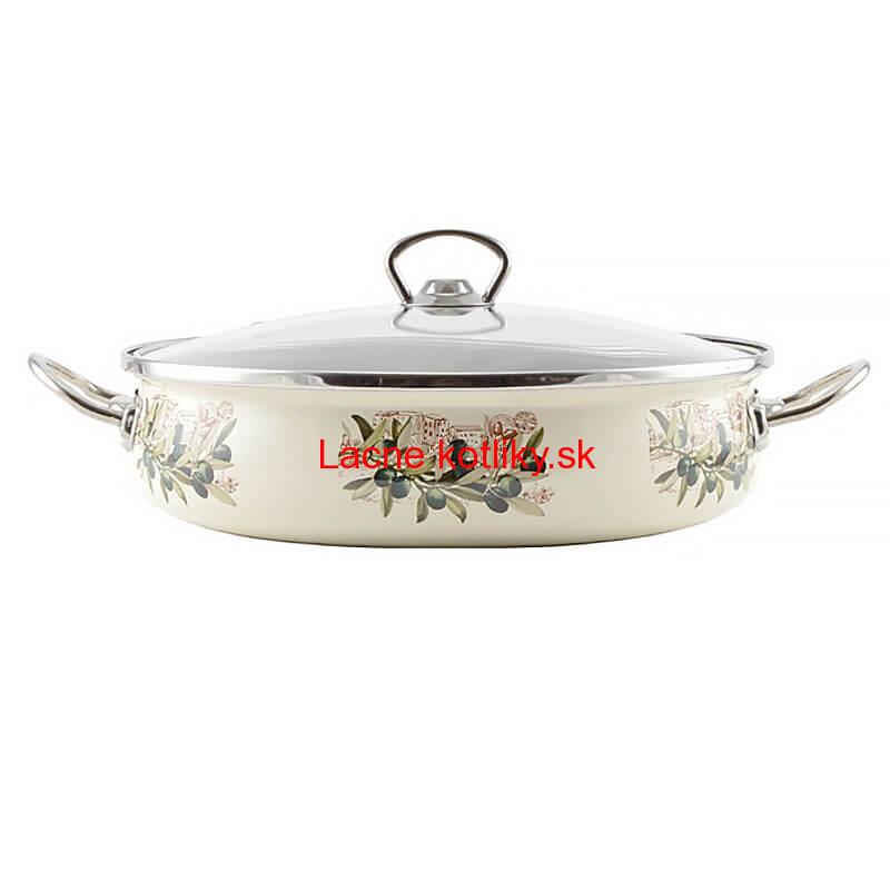 Smaltovaná rajnica s pokrievkou 30 cm OLIVA