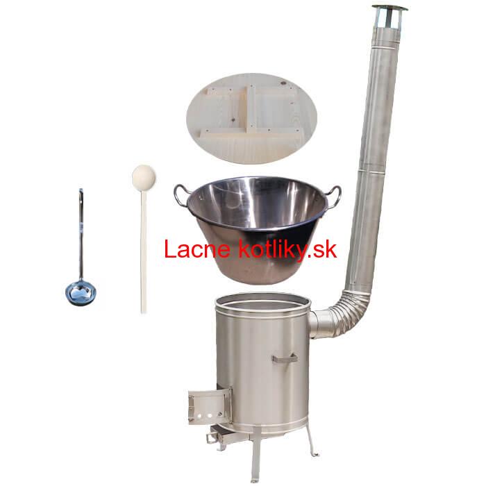 Zabíjačkový nerezový kotol 100 L + nerezová kotlina 60 cm + vareška a naberačka