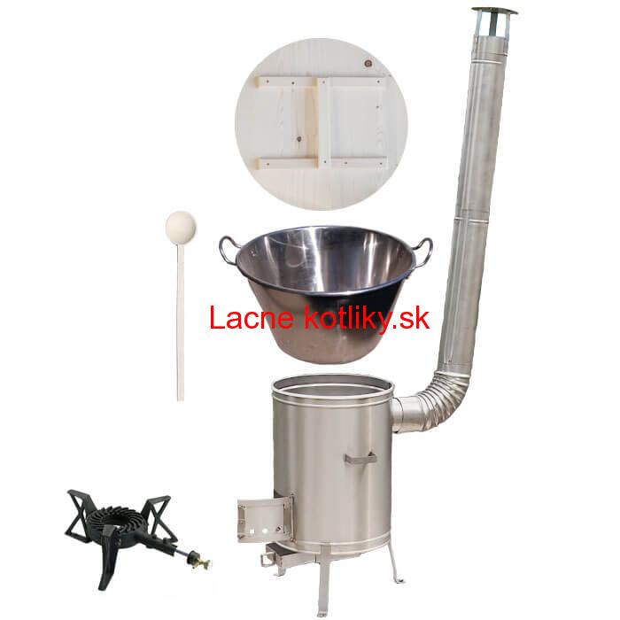 Zabíjačkový nerezový kotol 100 L + nerezová kotlina 60 cm + horák 7 kW + vareška