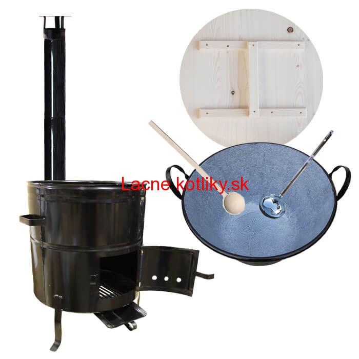 Smaltovaný kotol 100 L + kovová kotlina 60 cm + vareška a naberačka BIG PARTY