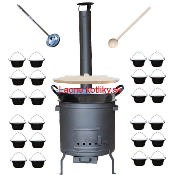 Smaltovaný kotol 100 L + servírovacie kotlíky (24 ks) vareška a naberačka PLUS 600